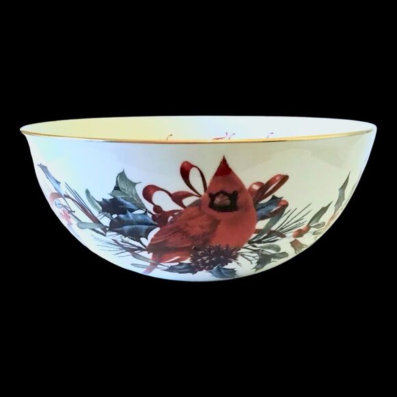 Lenox Winter Greetings Serving/Sentiment Bowl “Home is Where the Heart Is” - Picture 3 of 12